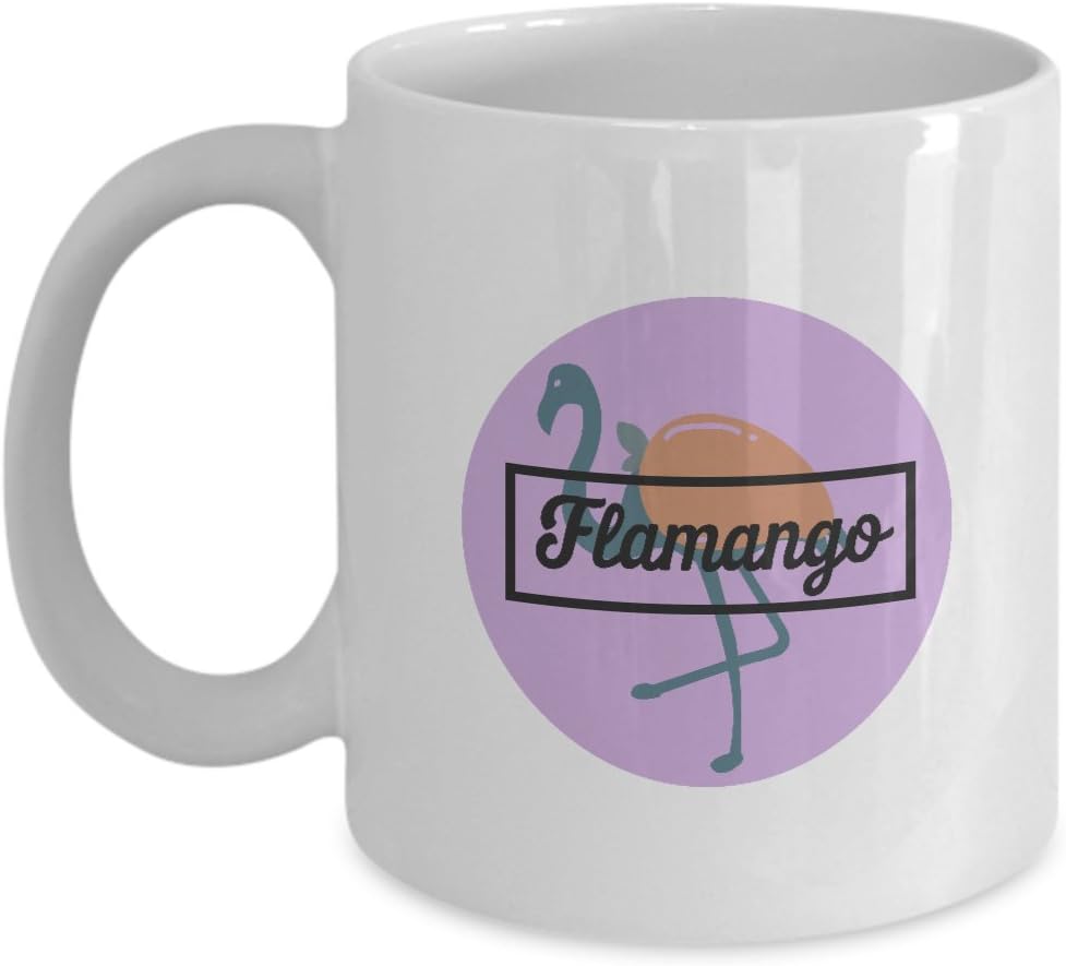 Candid Awe - Gifts For Flamingo Lovers: "Flamango Flamingo Mango" Birds, Fowls, Animals, Ornithologists, Birdwatchers, Birders, 11oz, White Mug, Ceramic Coffee Cup