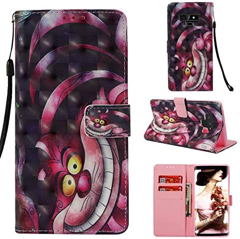 Galaxy Note 9 Case, Funny Cat Pattern 3D Painting Wristlet Magnetic Wallet Flip Case Stand for Samsung Galaxy Note 9 2018 Release with Stylus