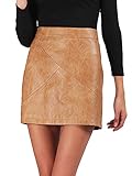 Simplee Apparel Women's High Waist Bodycon Faux Leather Pencil Skirt, 4/6, Medium, Camel