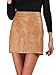 Simplee Apparel Women's High Waist Bodycon Faux Leather Pencil Skirt, 4/6, Medium, Camel
