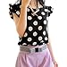 Shouhengda Women Chiffon Polka Dot Blouse Ruffle Sleeve Office Lady Shirts