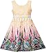 Sunny Fashion Girls Dress Rose Flower Garden Print Lace Trim Waist
