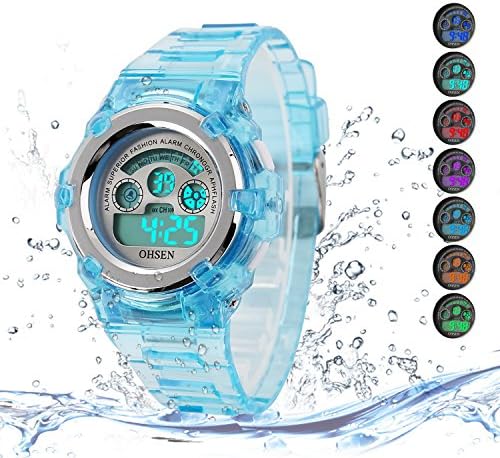 Kids Watch Outdoor Sports Children Watch Stopwatch Quartz Watch Boy Girls 7 Colors LED Digital Alarm Watch