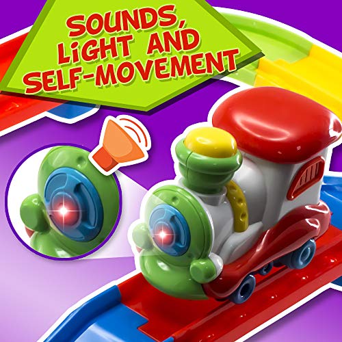 WolVol Attractive Colorful Toddler Train Set with Lights and Sound, Easy Tracks Assembly, Train Goes Around by It Self