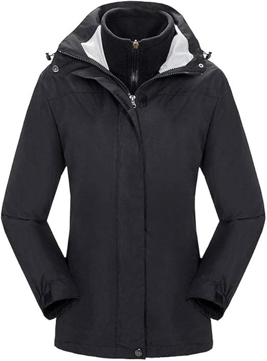 Womens 3 in 1 Warm Outdoor Jacket, Wearresistant Detachable Hood