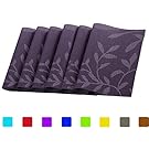 Table Mats set of 6,Tennove Washable Placemats Woven Vinyl PVC Place Mat for Home, Kitchen and Outdoor (Purple - Flower)