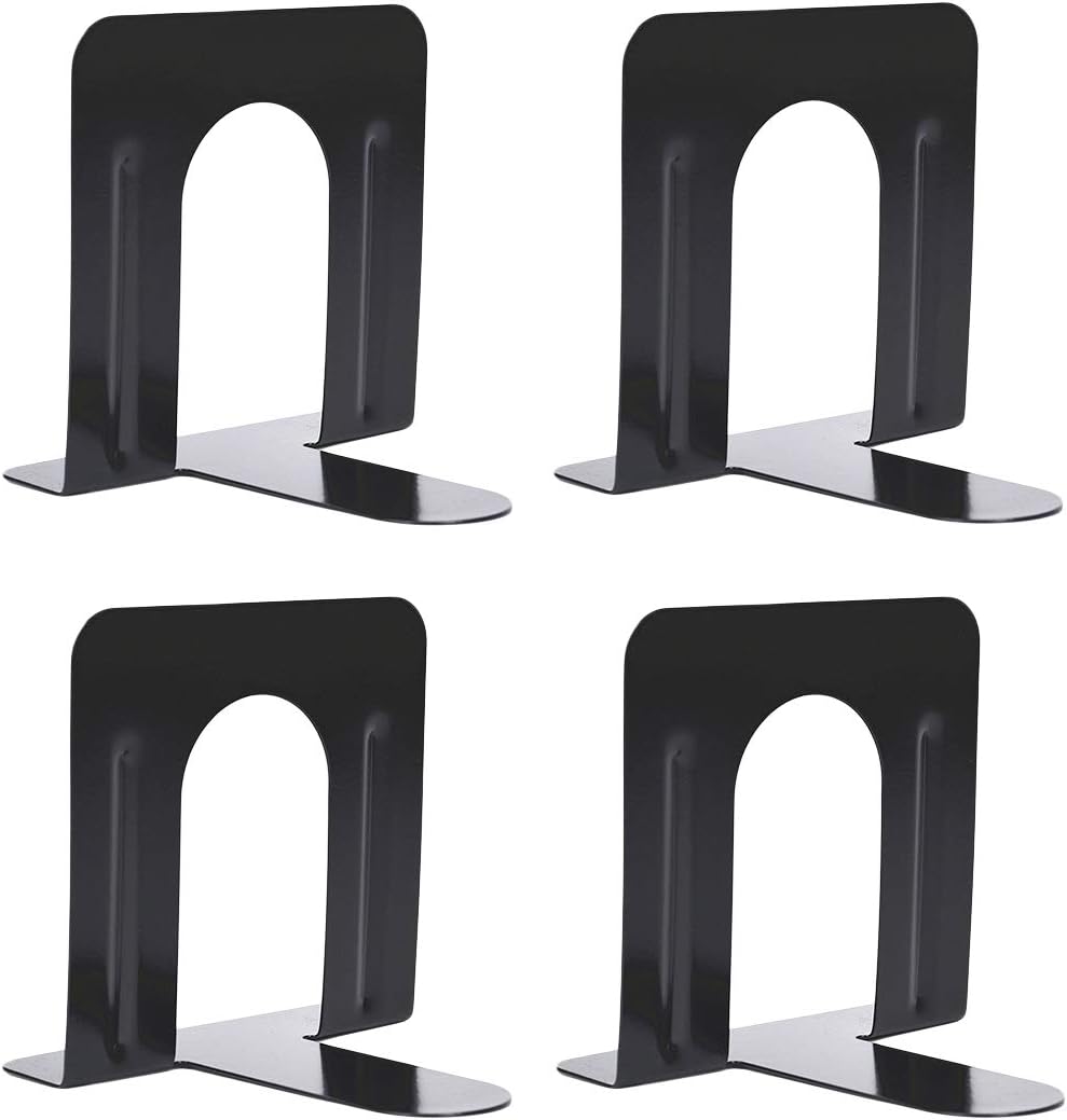 Xiaoyu Heavy Duty Bookends for Shelves Anti-Slip Base, Suitable for Library Office, Home, School, 2 works, Black