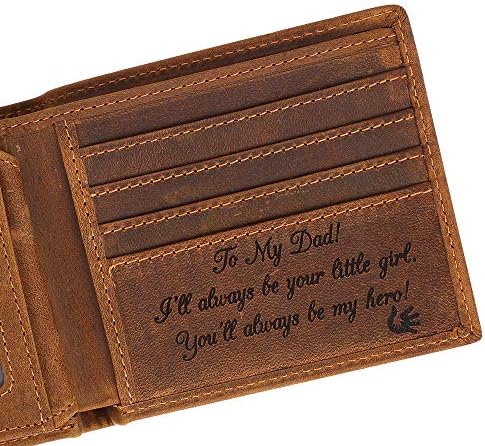 Personalised Leather Wallet For Men – FREE Engraving – Perfect For Father's Day, Birthdays & Best Man Gifts