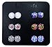 LilMents 6 Pairs of Mixed Pattern Impression Designs Round Stainless Steel Stud Earrings (Set B)
