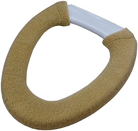 Bathroom Solid-color Plush Toilet Seat Cushion (Khaki)