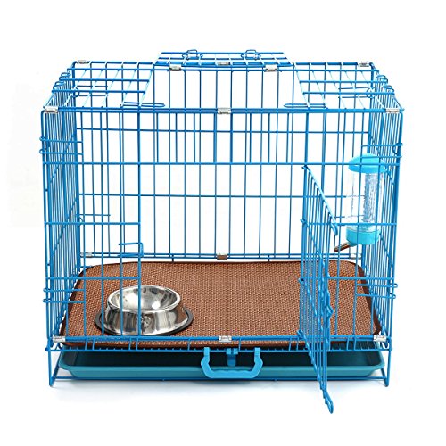 Folding metal dog crate, 24   double-doors pet cage set…
