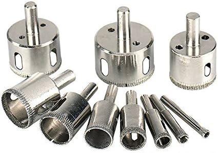 Elome 10Pcs Diamond Glass Hole Saw Drill Bit Set Tools for Ceramic, Tiles, Marble, Granite, Pack of 6mm, 8mm, 10mm,12mm,16mm, 20mm, 25mm, 30mm, 40mm, 50mm