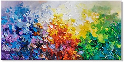 Original Colorful Abstract Painting on Canvas Poster Modern Abstract Cosmos Canvas Art for Living Room 16 Inch x 32Inch