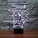 Pokemon Pikachu 3D LED Night Light, Elstey 3D Optical Illusion Visual Lamp 7 Colors Touch Table Desk Lamp