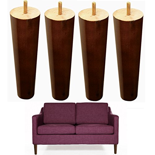 8 inch Wood Sofa Legs Walnut Finished Furniture Feet Replacement Legs Pack of 4 M8 Bolt For Coffee Table IKEA Bed Sideboards Cupboard Dresser - Thumbnail 7