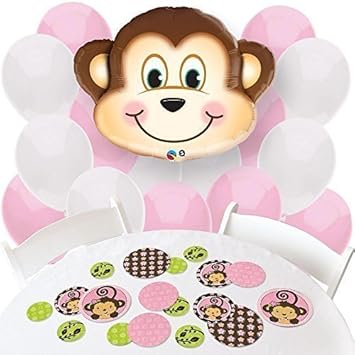 Amazon Com Pink Monkey Girl Confetti And Balloon Party