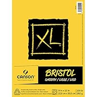 Canson XL Series Bristol Pad, Heavyweight Paper for Ink, Marker or Pencil, Smooth Finish, Fold Over, 100 Pound, 9 x 12 Inch, Bright White, 25 Sheets