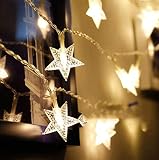 HuTools Twinkle Star Lights 16.5ft 50 Star LED Lights Fairy Lights Battery Operated String Lights for Bedroom Star Lights for Patio Summer Night Outdoor Decor Teepee Lights for Tent(Warm White)