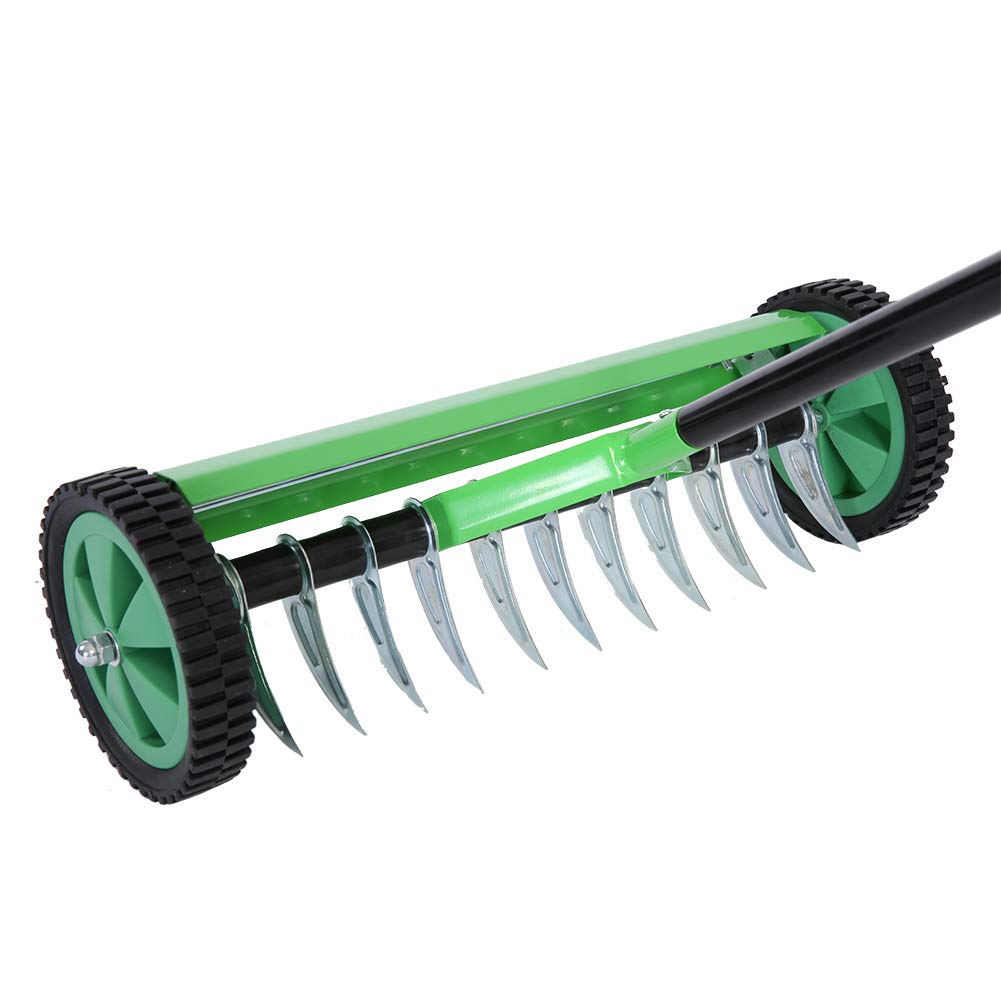 GOTOTOP Praktischer Rasenbelüfter, Grün Rechen aus verzinktem Stahl und