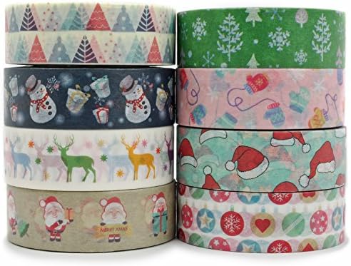Crafty Rabbit Christmas III Washi Tape - Set of 8 Rolls - 262 Feet Total - Multicolor