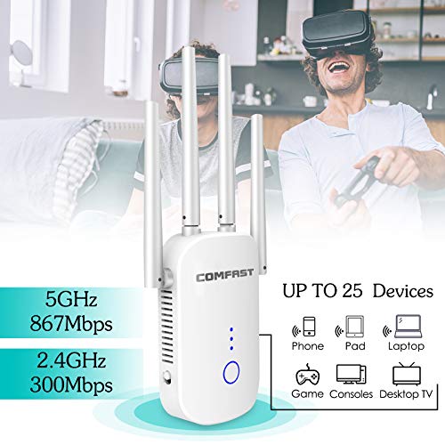 GAOAG-Repetidor-WiFi-1200Mbps-Banda-Dual-24GHz-y-5GHz-Amplificador-Senal-WiFi-Extensor-de-Red-WiFi-con-ApRepeaterRouter-Modos-4-Antenas-Puerto-LANWAN