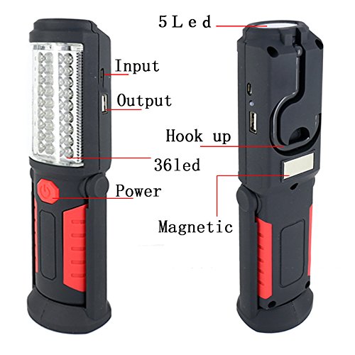 Vinmax LED Work Light Rechargeable-Cordless COB LED Flashlight Work Light Lamp Magnetic Clip Support Stand with Swivel Hook High Brightness for Camping Household Workshop Car Repair Emergency