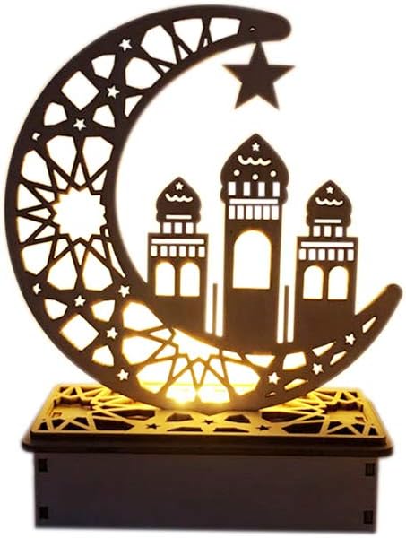 Fatpig Ramadan Moon and Star for Eid Mubarak Decorations with LED String Lights