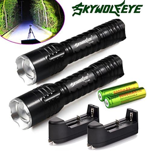 Handheld Flashlight,Swizze 2x6000 Lumen Rechargeable Tactical Q5 LED Flashlight +18650 Battery&Charger