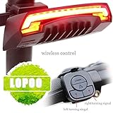 LOPOO X5 Bike Tail Light LED USB Rechargeable 85 Lumens 6 Modes Bicycle Rear Lamp with Turning Signal + Remote Control