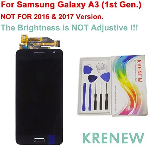 KRENEW Touch Screen Replacement Digitizer Glass LCD &amp; Repair Assembly Display for Samsung Galaxy A3 A300F A300FU (Black)