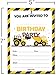 30 Construction Dump Trucks Birthday Invitations with Envelopes (30 Pack) - Kids Birthday Party Invitations for Boys