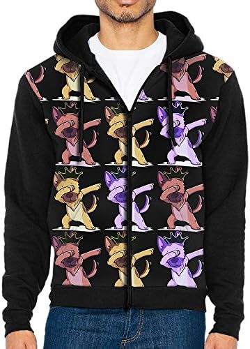 Cute German Shepherd Dog Dabbing Dance Gift Mens Casual Raglan Sleeve Hooded Hoodie Jacket Full-Zip Sweatshirt With Pocket