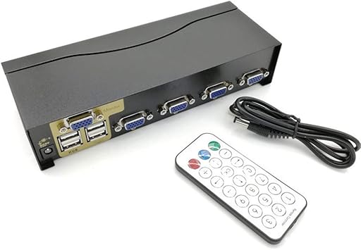 Conmutador KVM USB VGA, conmutador KVM 4 Puertos VGA 4 en 1 ...