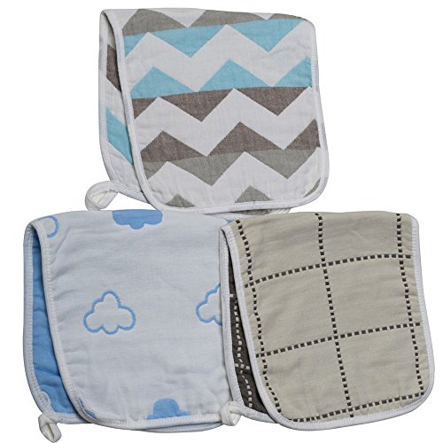 ARNZION Burp Cloths Large 20â€ by 10â€ 6 Layers Muslin Versatile Baby Boys Washcloths Nursing Cloths for Babies 100% Cotton 3 Pack