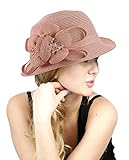 NYfashion101 Side Flip Cloche Bucket Hat w/ Woven Flower & Ribbon Accent