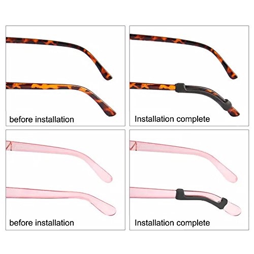 LUFF Eyeglass Temple Tips Sleeves Retainer, Soft Silicone Anti-Slip Holder for Eyewear, Elastic Comfort Sunglasses Reading Glasses Ear Pads/Hook/Cushion (2-Pairs) - Thumbnail 6