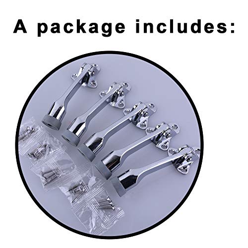 Towever Easy Pedal Kick Down Door Stopper 5 Pcs per Pack Chrome Esay-Step Door Stop 4 in