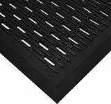Wearwell Natural Rubber 224 UpFront Scraper Grease Resistant Mat, Slotted, for Outdoor Entrances, 3' Width x 5' Length x 5/16" Thickness, Black
