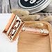 BAILI Luxury Gift Butterfly Open TTO Double Edge Safety Razor Wet Shaving for Men Women with 5 PLatinum Blades and Stand Rose Gold BD521G