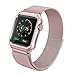 Apple Watch Band, 38mm with Metal Case Milanese Loop Magnetic Mesh Stainless Steel - Shockproof Protective Screen Bumper w Anti-scratch Soft Rubber for iWatch Sport & Edition - Rose Gold