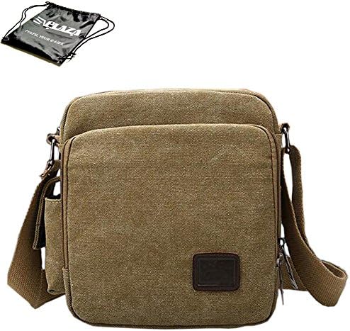 EPLAZA Men's Vintage Canvas Cross Body Messenger Bag Satchel (khaki)