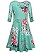 Quinee Women Round Neck 3/4 Sleeve Floral Empire Waist Nursing Dress for Breastfeeding