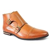 Men's Cap Toe Dotted Monk Strap Dress Boots Double Buckle Azar
