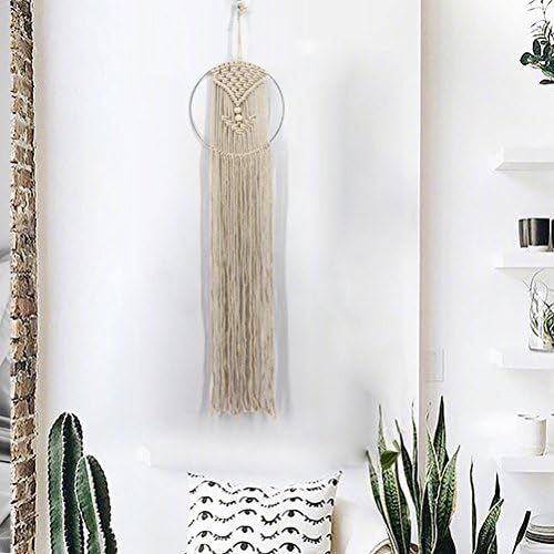 WCHUANG Handmade 9.8" Macrame Wall Hanging Tapestry - Woven Wall Art Boho Office Living Room Bedroom Nursery Decor, 39.4"