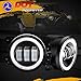 AUSI 4 inch LED Fog Lights with White Halo Angel Eye Fog Lamps Projector Headlight Driving Offroad Lamp for Jeep Wrangler JK Dodge Chrysler Front Bumper Lights