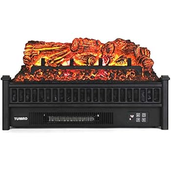 TURBRO Eternal Flame EF23-PB Electric Fireplace Logs Heater with Remote, Realistic Pinewood Ember Bed Insert - Adjustable Flame Effect - Thermostat - CSA Certified - 23