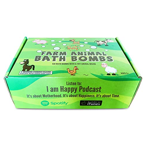 Kids Bath Bombs with Surprise Inside: Farm Animal Toys Inside, Great Bath Bombs Gift Set for Boys and Girls, Safe Ingredients that Don't Stain the Tub. Learning Toys for 3 4 5 6 7 8 year old Kids