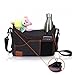 Best Universal Stroller Organizer Bag with Double Two Drink Cup Holders for Smart Moms - Baby Umbrella Stroller Storage Accessories for Shower Gifts Ideas - Bonus Shoulder Strap and Hook Stylish Black