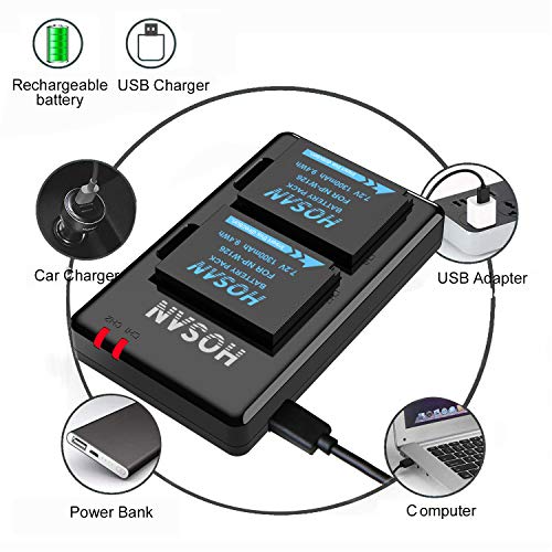 HOSAN NP-W126 NP-W126S Batterie de Rechange 1300mAh Lot de 2 avec Compatible pour Fujifilm NP-W126 NP-W126S Fujifilm X100F X-Pro1 X-Pro2 X-T1 X-T2 X-T3 X-T10 X-T20 X-T30 X-T100 - Image 5