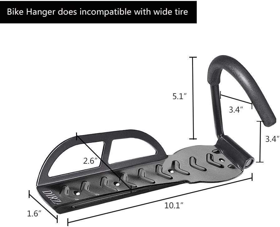Dirza Bike Wall Mount Rack with Tire Tray - Vertical Bike Storage Rack for Indoor, Garage, Shed - Easy to install - Great for Hanging Road, Mountain or Hybrid Bikes - Screws Included - 2 Pack : Sports & Outdoors